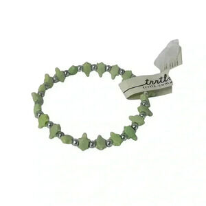 TRRTLZ IVORY GREEN FASHION STRETCH BRACELET TURTLES SILVER BEADS KIDS ADULTS